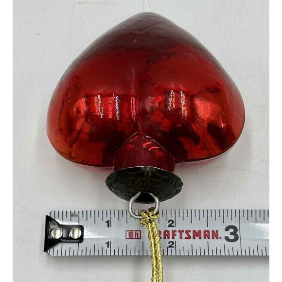 Vtg Kugel Ornament‎ Midwest Red Glass Heart Shaped 3.5" Germany Christmas Core - Picture 8 of 8